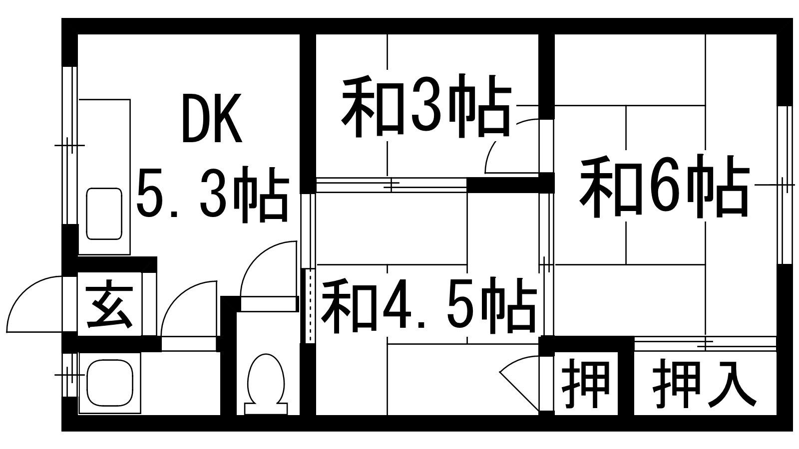 寿荘(3DK/2階)の間取り写真