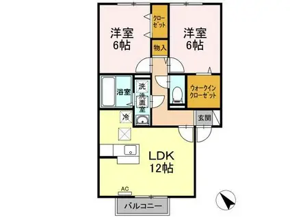 アンシャンテ A(2LDK/1階)の間取り写真