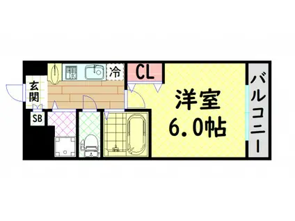 プレサンス阿波座ステーションフロント(1K/2階)の間取り写真