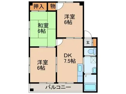 レジデンス門前(3DK/3階)の間取り写真