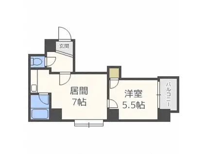 南1西18ビル(1LDK/10階)の間取り写真