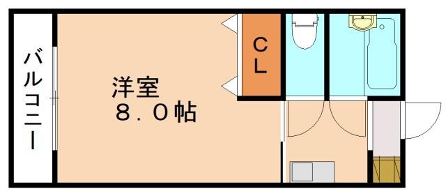 フラット6花元(1K/4階)の間取り写真