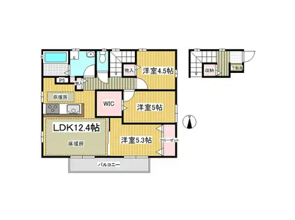 オジェ西八日町B棟(3LDK/2階)の間取り写真
