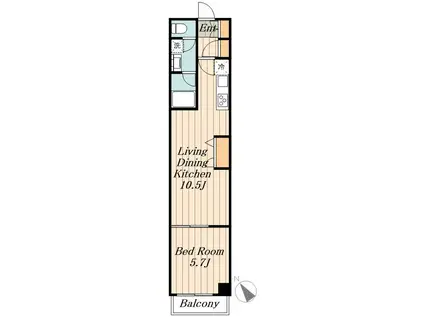 グラチチュード(1LDK/1階)の間取り写真