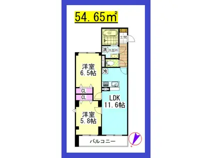 SR LAPIN湘南(2LDK/4階)の間取り写真