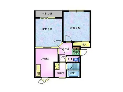 ハイム・ウエスト・コースト(2DK/1階)の間取り写真