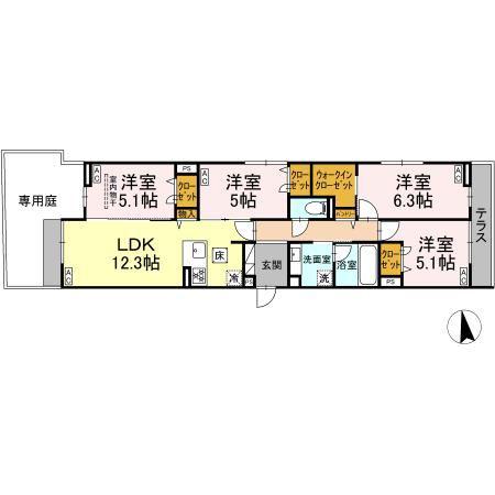 セレスティア新小岩(4LDK/1階)の間取り写真