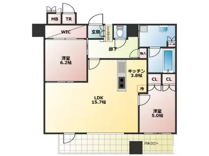 グレースタワーIII(2LDK/15階)の間取り写真