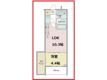 モクシオン扇(1LDK/2階)の間取り写真