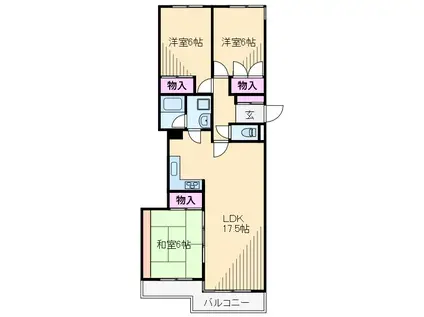 東寺尾ヒルズ85(3LDK/2階)の間取り写真