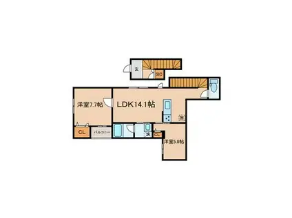 東京メトロ丸ノ内線 南阿佐ケ谷駅 徒歩8分 2階建 築1年(2LDK/1階)の間取り写真