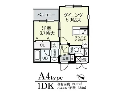 ラ・ボンボニエール(1LDK/1階)の間取り写真