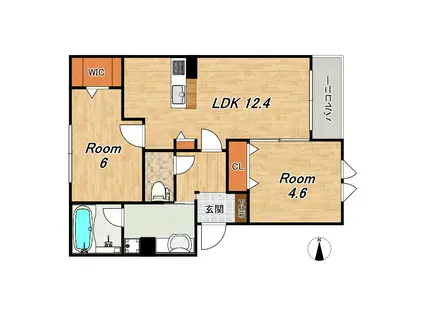 リアンファミリアル(2LDK/1階)の間取り写真
