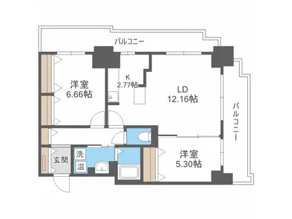 パシフィックタワー札幌(2LDK/19階)の間取り写真