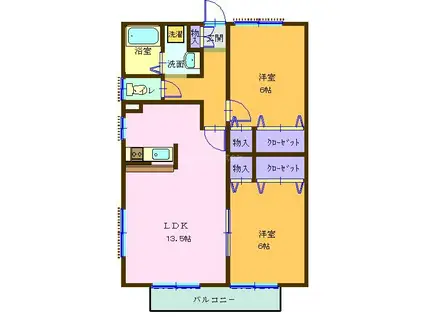 シティーライフ(2LDK/1階)の間取り写真