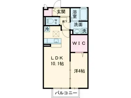 エレファント VI(1LDK/1階)の間取り写真