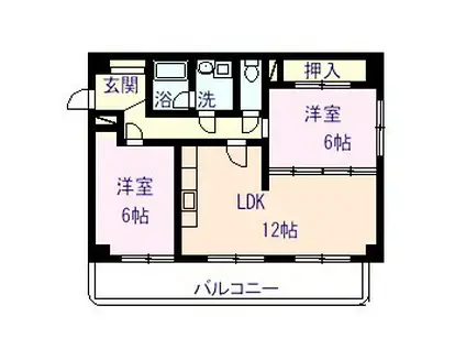 パークサイド水前寺(2LDK/6階)の間取り写真
