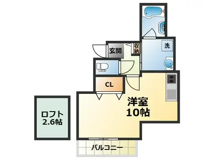 獅子ケ口町PJ(1K/3階)の間取り写真