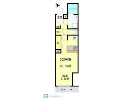 FORM相模原(1K/2階)の間取り写真