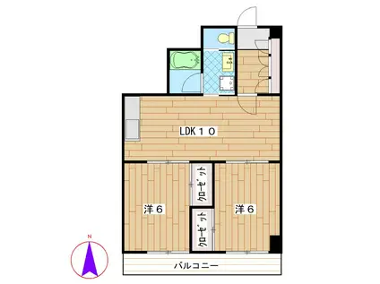 小豆沢2パレス(2LDK/3階)の間取り写真