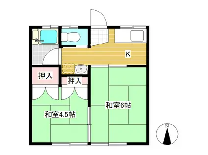 丸満ハイツ(2K/1階)の間取り写真
