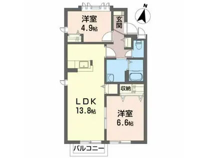 サン・スリーゼ(2LDK/1階)の間取り写真