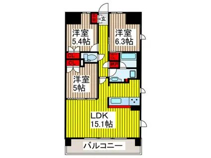 SHINTO CITY H棟(3LDK/9階)の間取り写真
