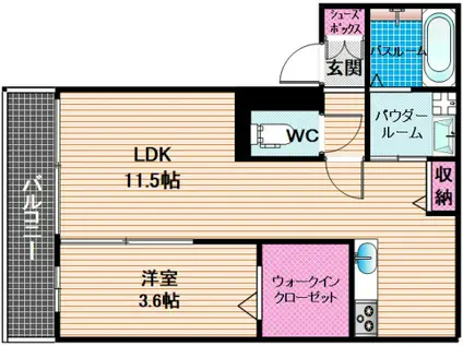 ティーズコート(1LDK/2階)の間取り写真