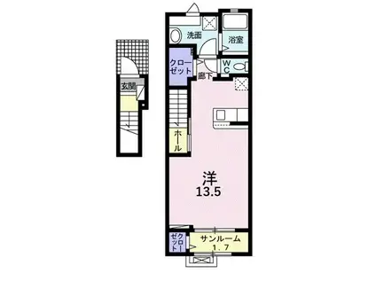 桜・レジデンスA(ワンルーム/2階)の間取り写真