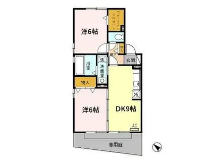 プロヴァンス南太閤山(2DK/1階)の間取り写真