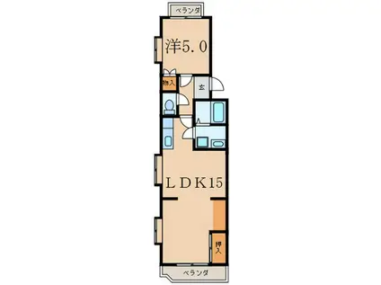 テラスフローラIII(1LDK/1階)の間取り写真