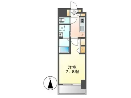 エステムコート名古屋TWIN ウエスト(1K/7階)の間取り写真