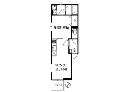 メゾンソレイユ南福岡(1LDK/2階)の間取り写真