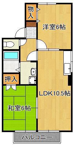 ヴェルジェK(2LDK/2階)の間取り写真
