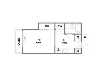 ハイム秋山(1K/2階)の間取り写真