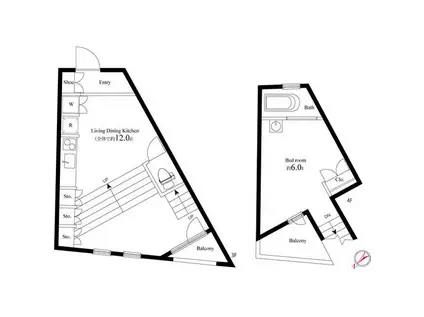 メイプル新中野(1LDK/2階)の間取り写真
