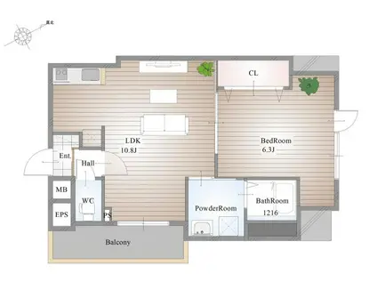 VIVERE呉服(1LDK/10階)の間取り写真