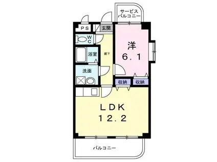 シェリールFH(1LDK/1階)の間取り写真