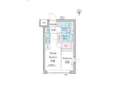 デュオメゾン都立大学(1DK/3階)の間取り写真