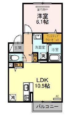 プラムツリー(1LDK/1階)の間取り写真