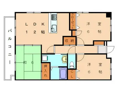 カレンエビツ(3LDK/4階)の間取り写真