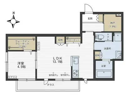 BRIGHT HILLS URAWA(1SLDK/1階)の間取り写真