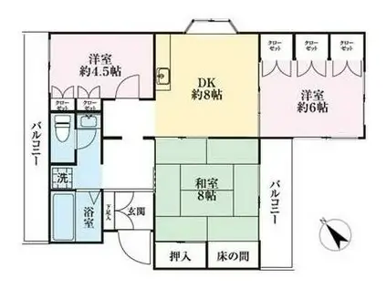 エンブレム上尾(3DK/4階)の間取り写真