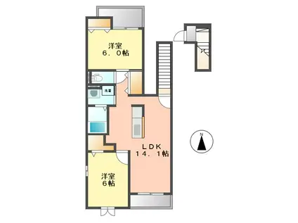 エレガンシア レジデンス(2LDK/2階)の間取り写真