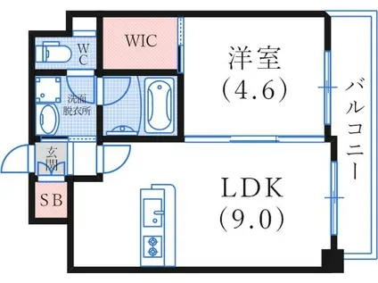 サンライト割塚(1LDK/9階)の間取り写真