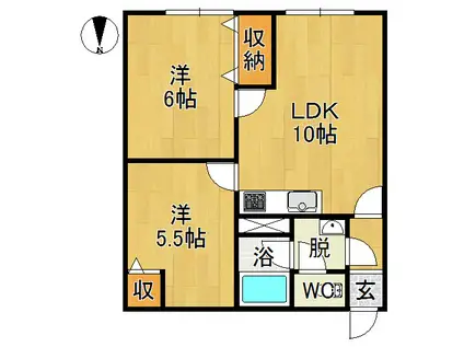 プレステージ青山(2LDK/2階)の間取り写真