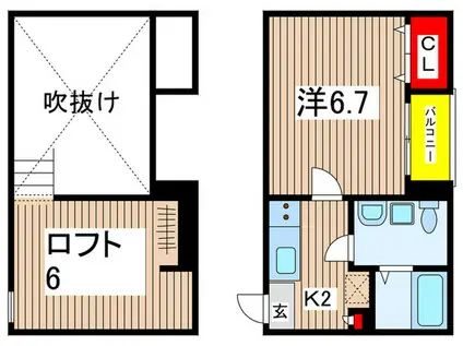本千葉レジデンス(1K/2階)の間取り写真