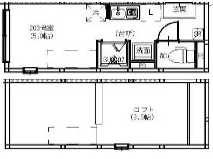 URAYAMA TERRACE(ワンルーム/1階)の間取り写真