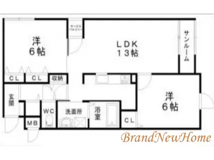 アルカンシエル(2LDK/3階)の間取り写真