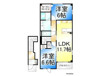 ウエストレジデンス(2LDK/2階)の間取り写真